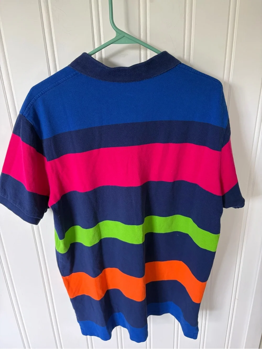 Ralph Lauren Men’s Navy Polo with Pink, Lime & Orange Stripes
